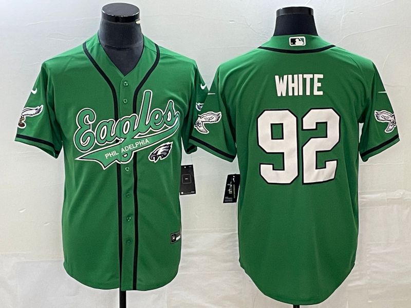 Men Philadelphia Eagles #92 White Green Co Branding Game NFL Jersey style 3->philadelphia eagles->NFL Jersey